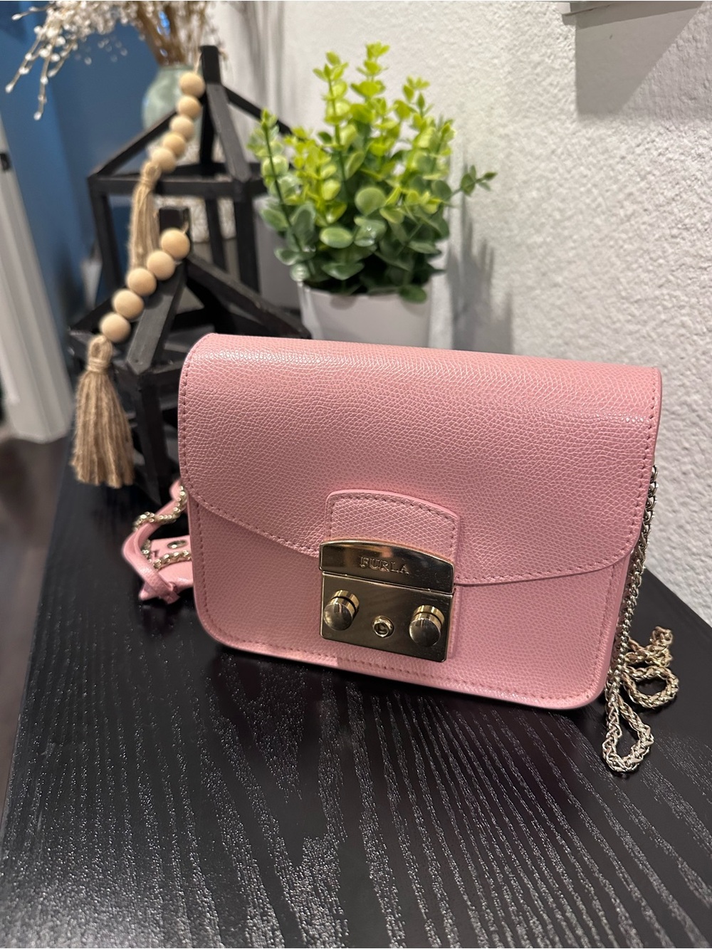 Furla Blush Pink Mini Crossbody with Gold Hardware